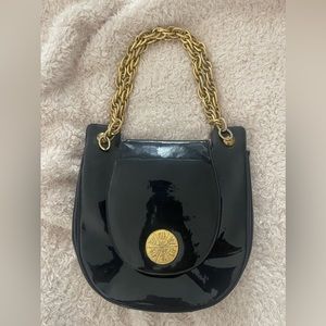 Vintage - Patent Leather Black and Gold Purse